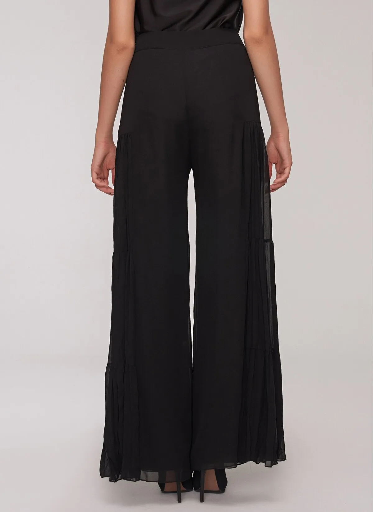 13776 Black Wide Leg Chiffon Pants