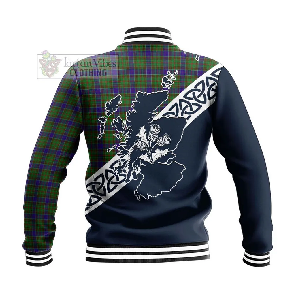 Adam Tartan Baseball Jacket Featuring Thistle and Scotland Map