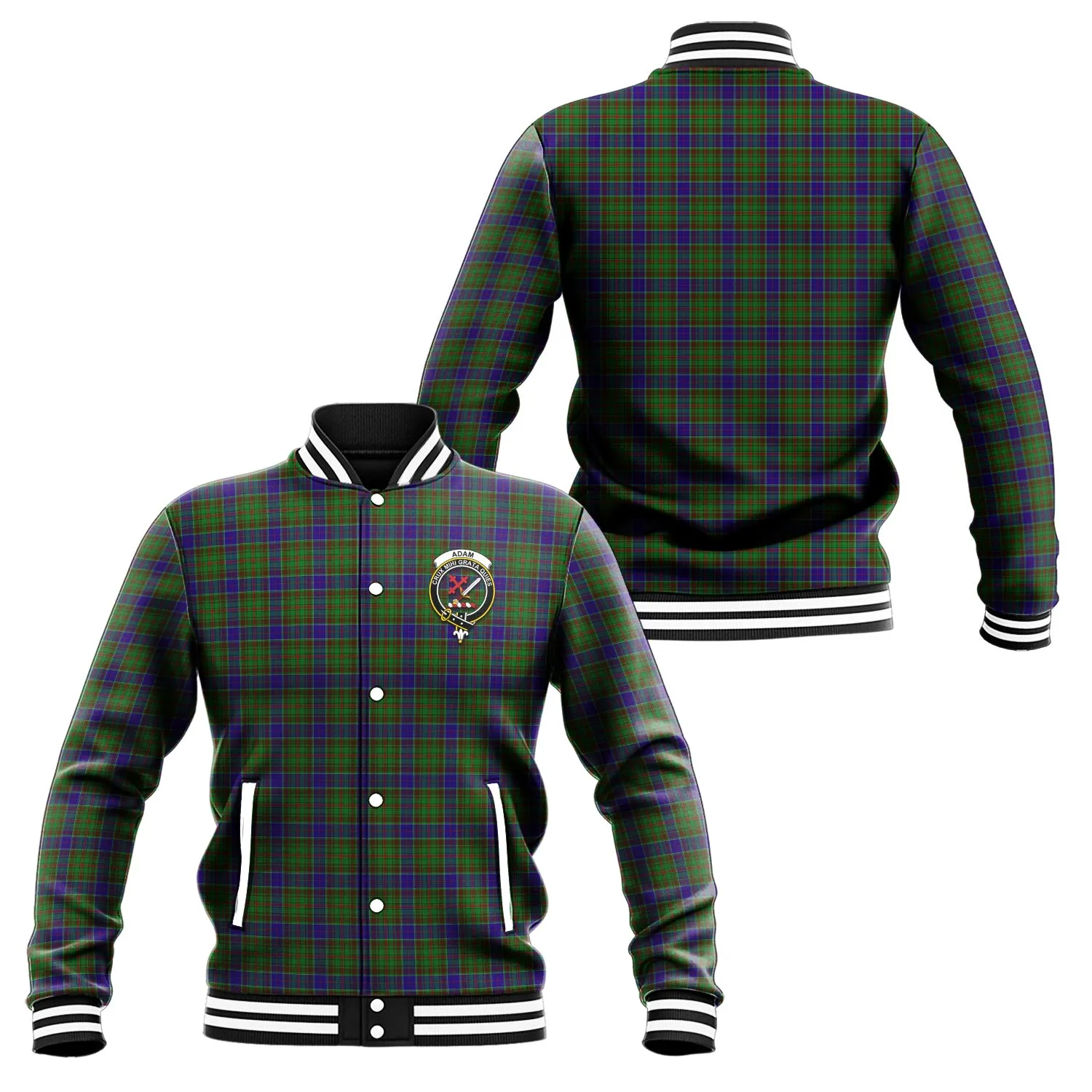 Adam Tartan Baseball Jacket with Family Crest