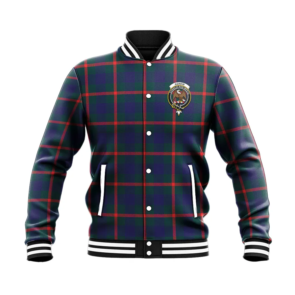 Agnew Tartan Baseball Jacket with Family Crest