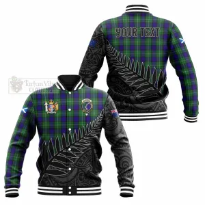 Alexander Crest Tartan Baseball Jacket with New Zealand Silver Fern Half Style