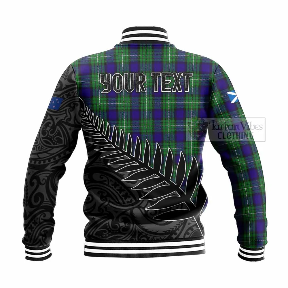 Alexander Crest Tartan Baseball Jacket with New Zealand Silver Fern Half Style