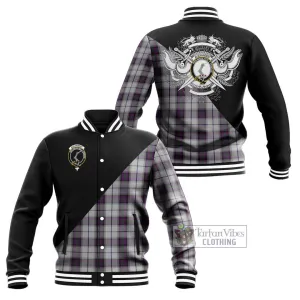 Alexander of Menstry Dress Tartan Baseball Jacket with Family Crest and Military Logo Style