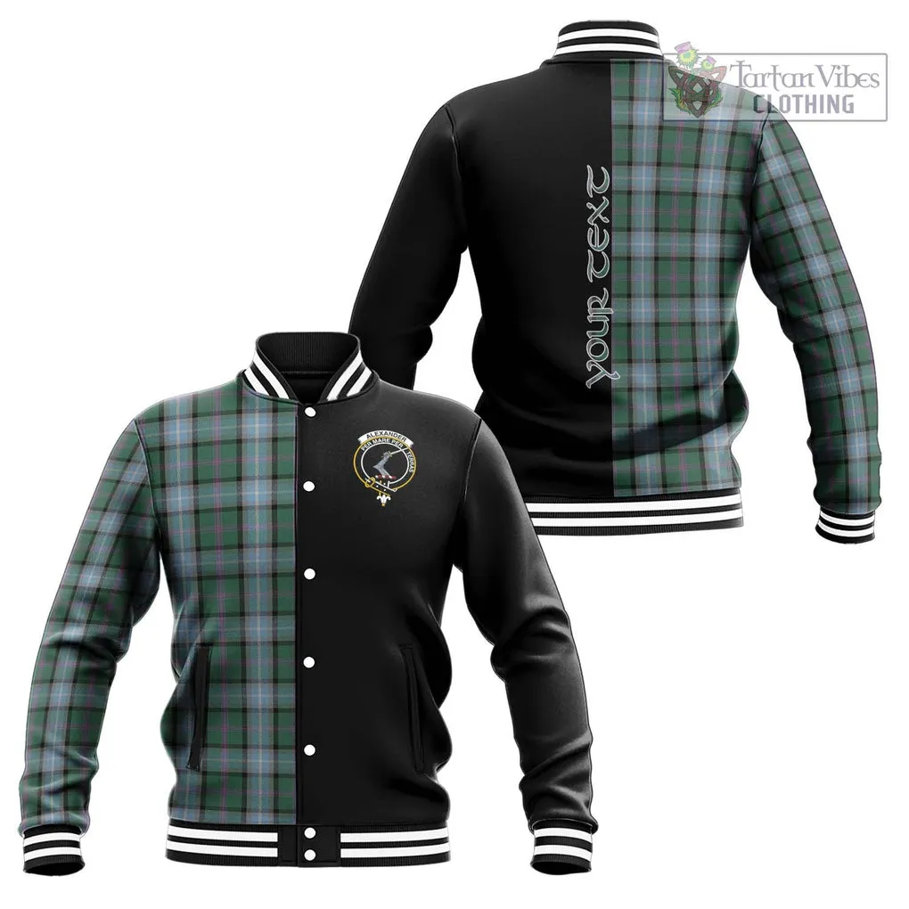 Alexander of Menstry Hunting Tartan Baseball Jacket with Family Crest and Half Of Me Style