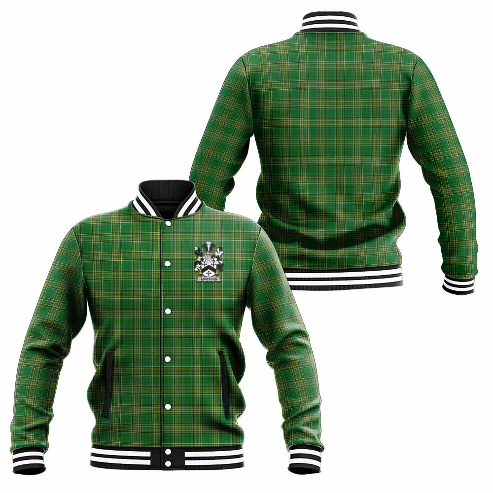 Anderson Irish Clan Tartan Baseball Jacket with Coat of Arms