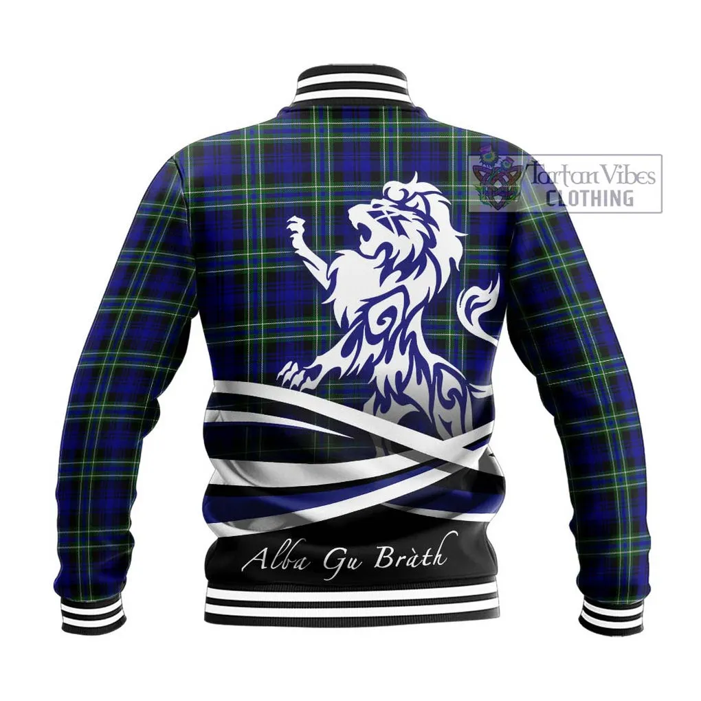 Arbuthnot Modern Tartan Baseball Jacket with Alba Gu Brath Regal Lion Emblem