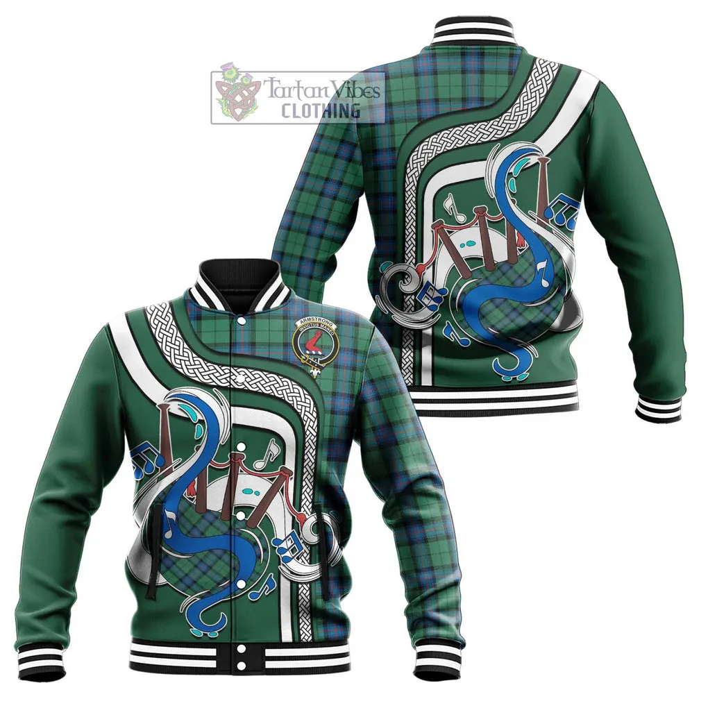 Armstrong Ancient Tartan Baseball Jacket with Epic Bagpipe Style