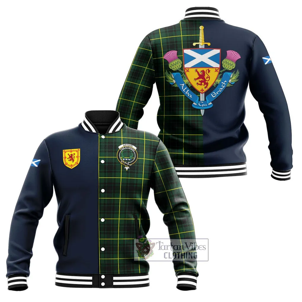 Arthur Modern Tartan Baseball Jacket Alba with Scottish Lion Royal Arm Half Style