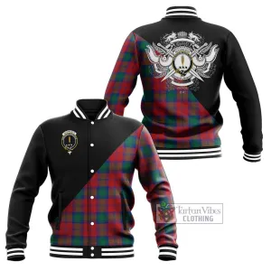 Auchinleck (Affleck) Tartan Baseball Jacket with Family Crest and Military Logo Style