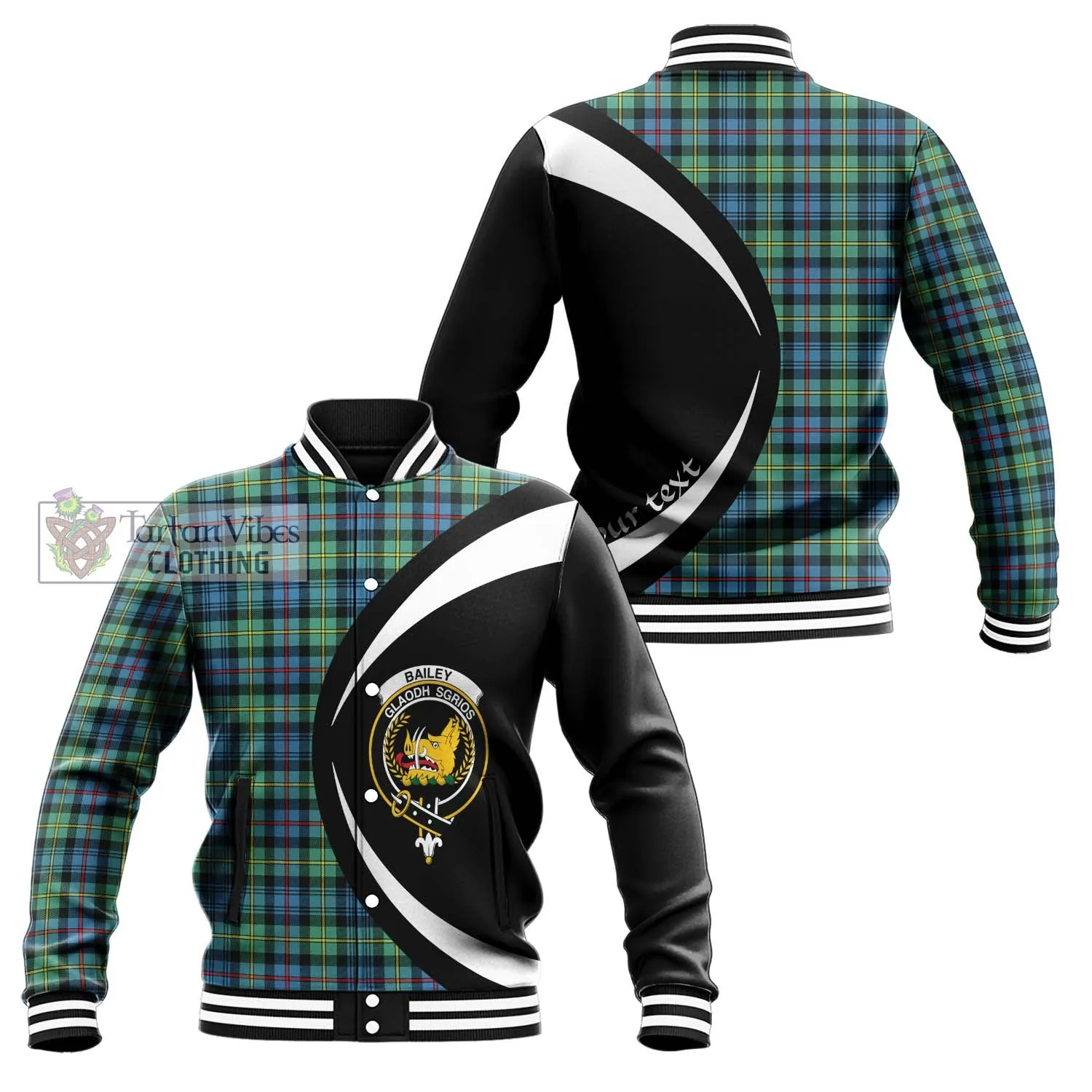 Bailey Ancient Tartan Baseball Jacket with Family Crest Circle Style