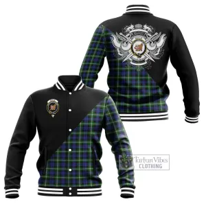 Baillie of Polkemmet Tartan Baseball Jacket with Family Crest and Military Logo Style