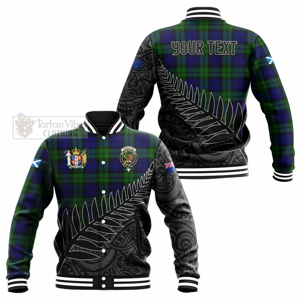 Bannatyne Crest Tartan Baseball Jacket with New Zealand Silver Fern Half Style