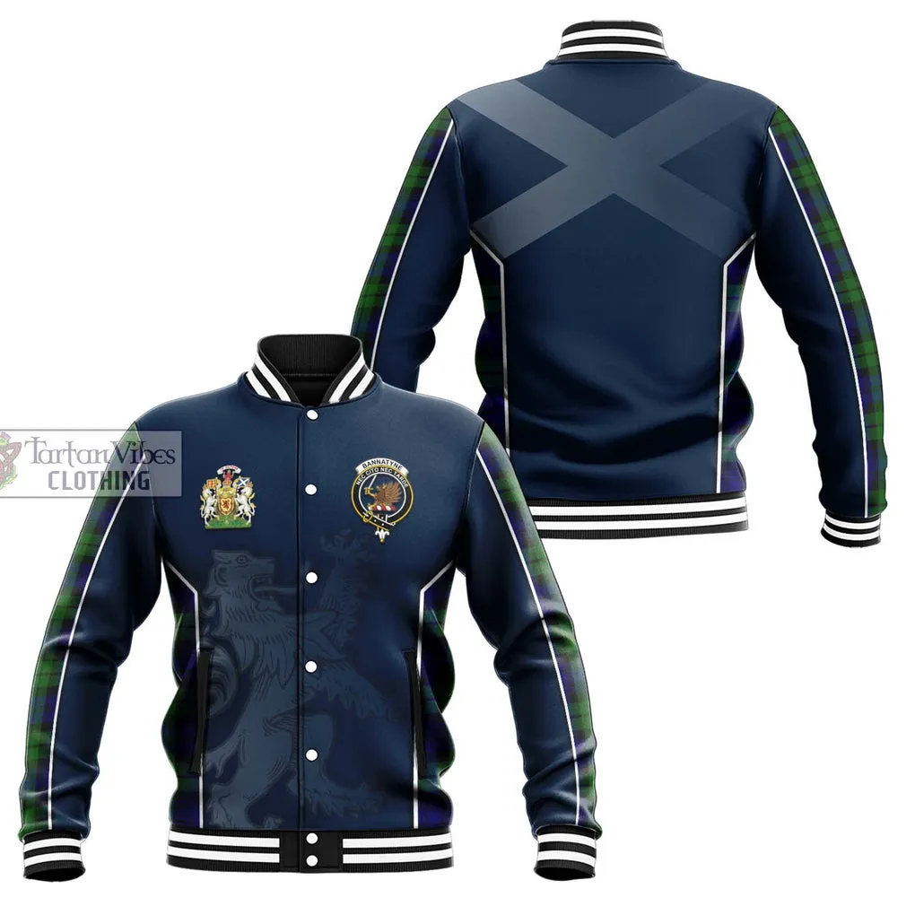 Bannatyne Tartan Baseball Jacket with Family Crest and Lion Rampant Vibes Sport Style