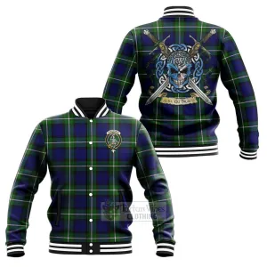 Bannerman Tartan Baseball Jacket with Family Crest Celtic Skull Style