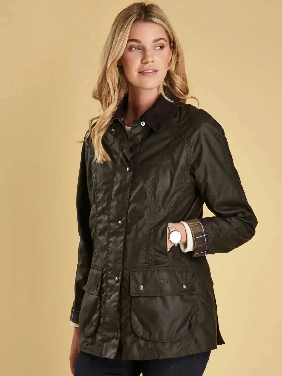 BARBOUR Classic Beadnell Wax Jacket - Womens - Olive