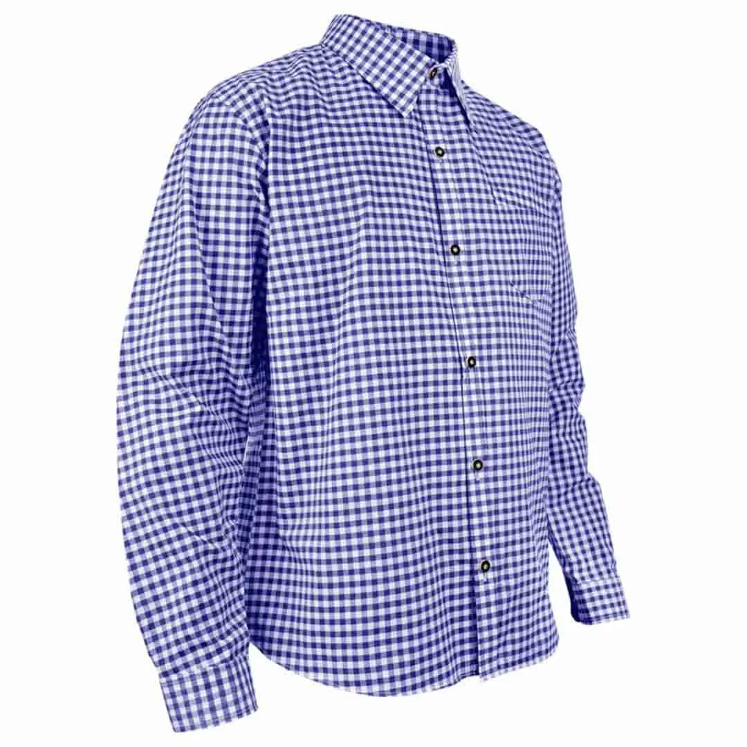 Bavarian Men Shirt Checked Sea Blue