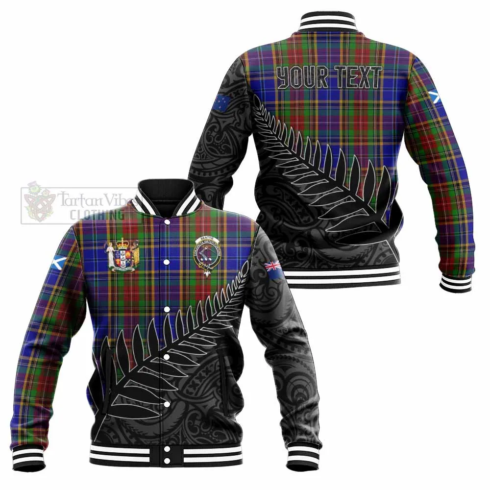 Beattie (Beatty) Crest Tartan Baseball Jacket with New Zealand Silver Fern Half Style