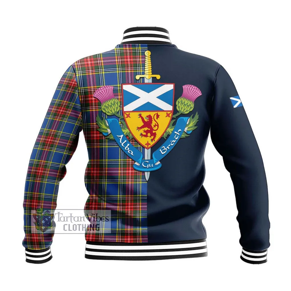 Bethune Tartan Baseball Jacket Alba with Scottish Lion Royal Arm Half Style