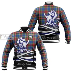 Bethune Tartan Baseball Jacket with Alba Gu Brath Regal Lion Emblem