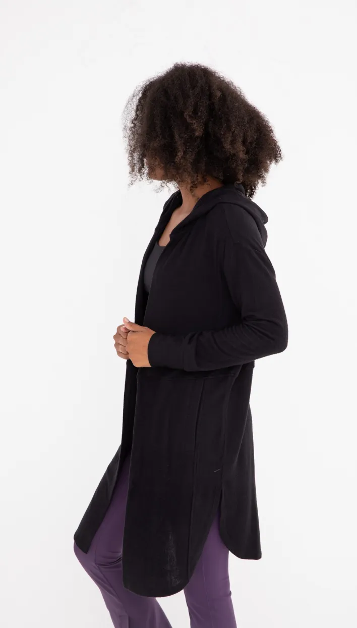 Black Open Front Cardigan