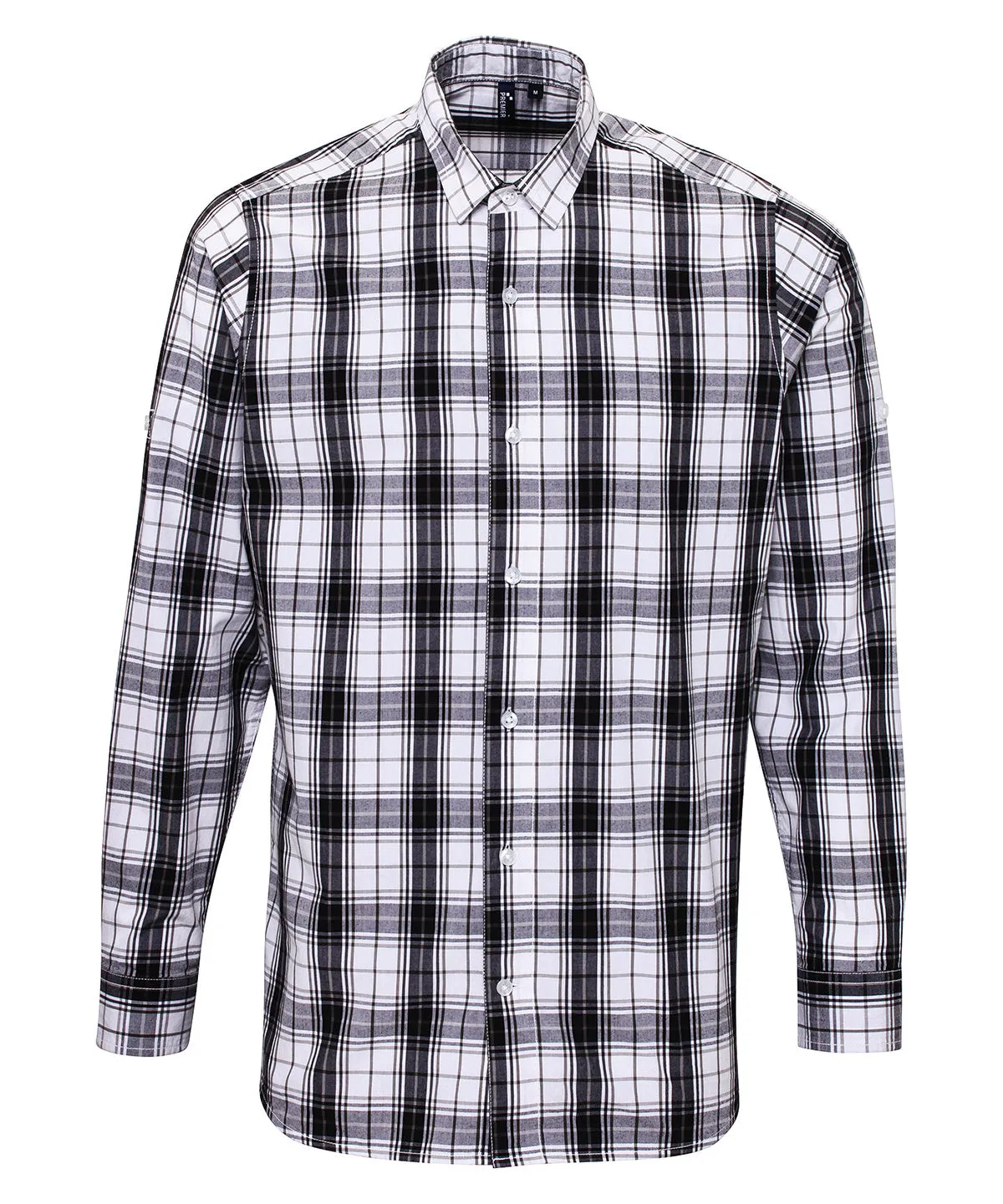 Black/White - Ginmill check cotton long sleeve shirt