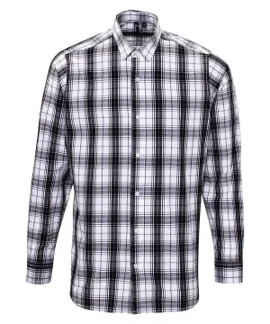 Black/White - Ginmill check cotton long sleeve shirt