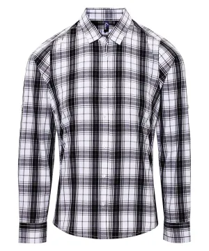 Black/White - Women's Ginmill check cotton long sleeve shirt