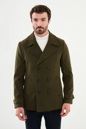 Bojoni Capena Plain Slim Fit Wool  Khaki Coat