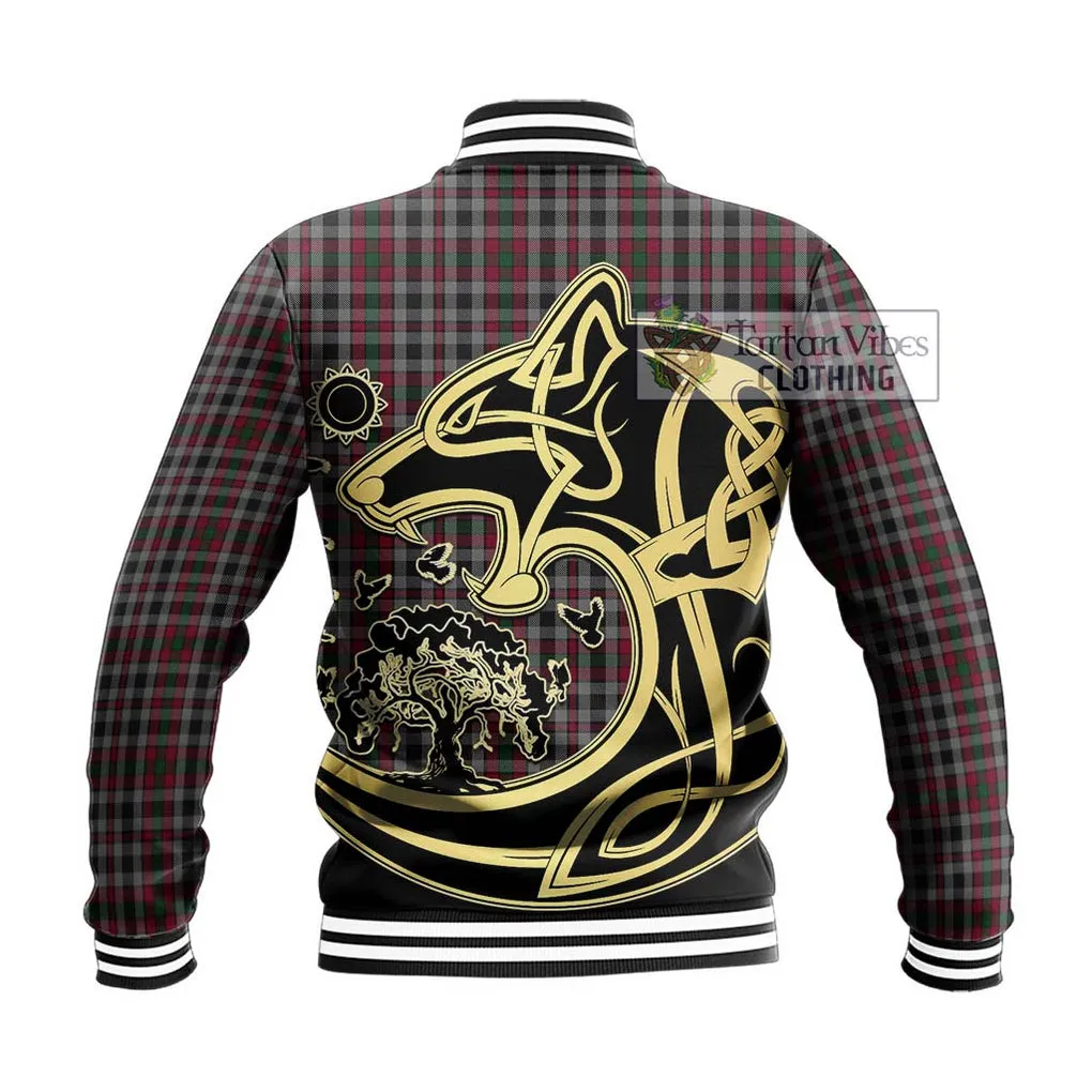 Borthwick Tartan Baseball Jacket with Family Crest Celtic Wolf Style