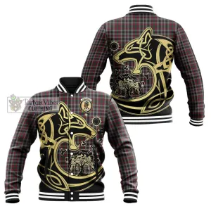 Borthwick Tartan Baseball Jacket with Family Crest Celtic Wolf Style