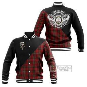 Brodie Tartan Baseball Jacket with Family Crest and Military Logo Style