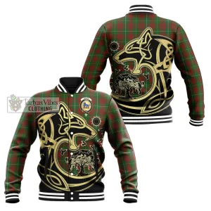 Bruce Hunting Tartan Baseball Jacket with Family Crest Celtic Wolf Style