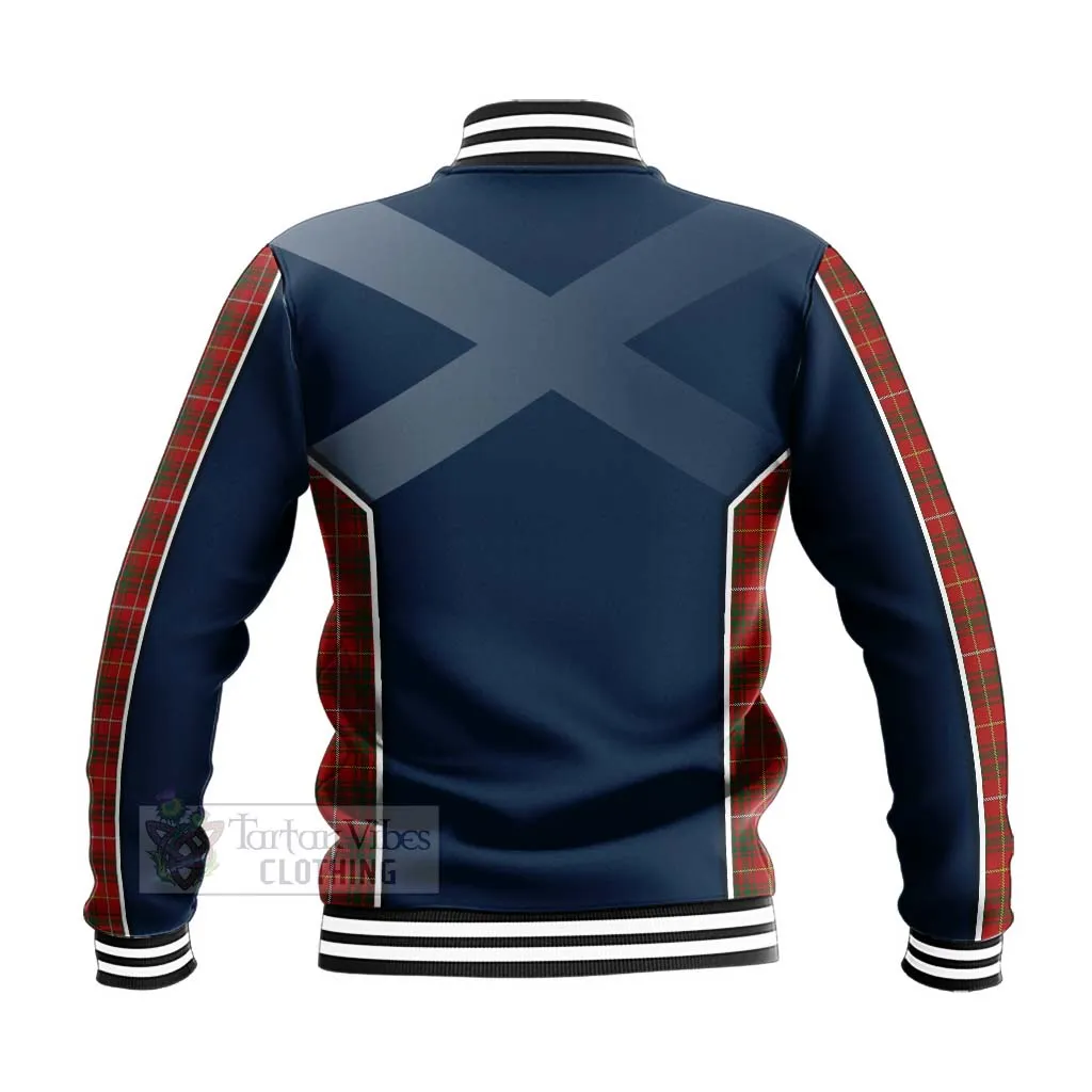 Bruce Tartan Baseball Jacket with Family Crest and Scottish Thistle Vibes Sport Style