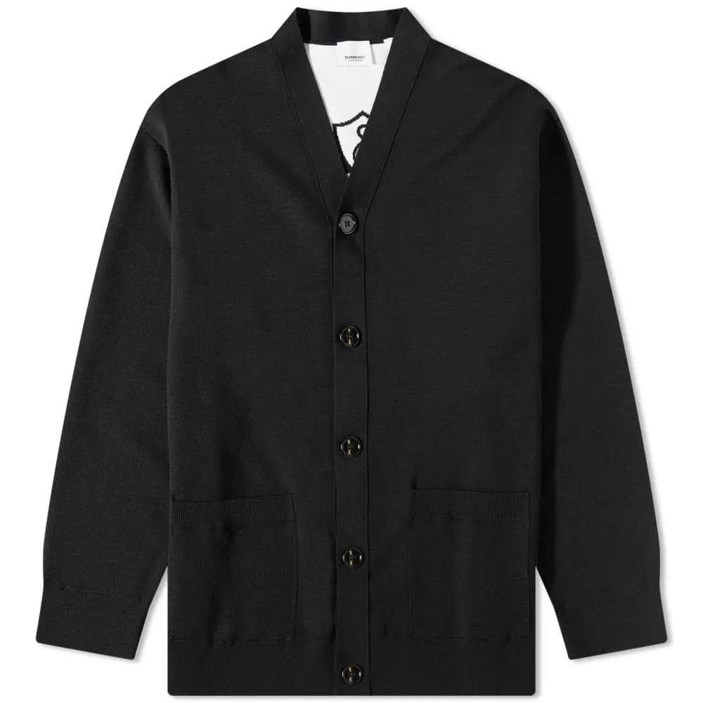 Burberry Chesterfield Cardigan with Back Logo, Black