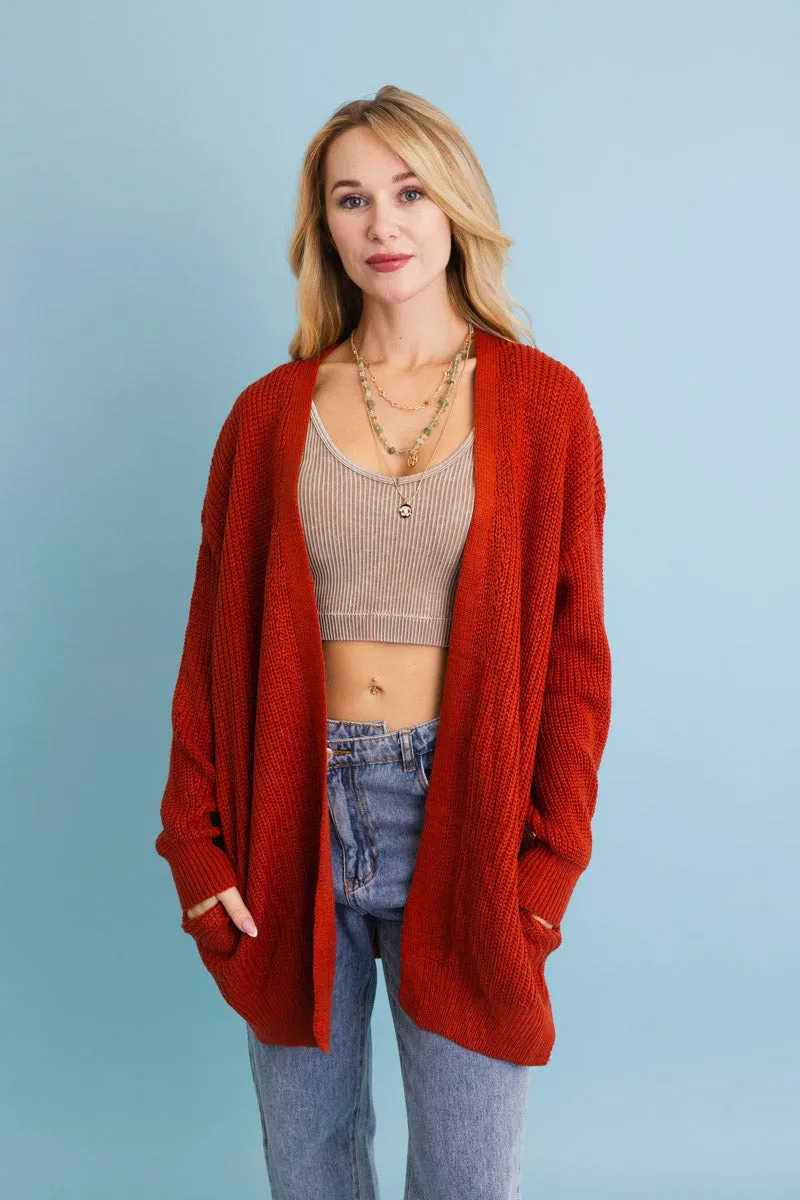 Cozy Open-Front Waffle Knit Long Cardigan - Winter Staple ⛄