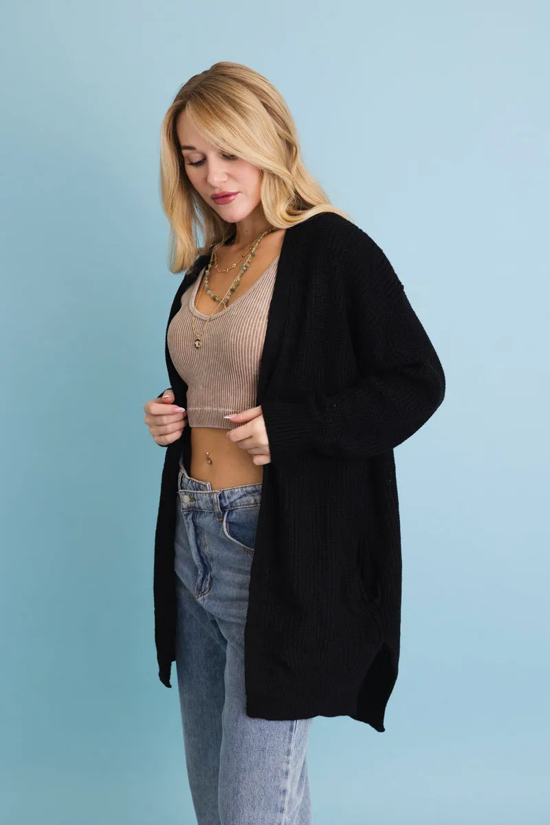 Cozy Open-Front Waffle Knit Long Cardigan - Winter Staple ⛄