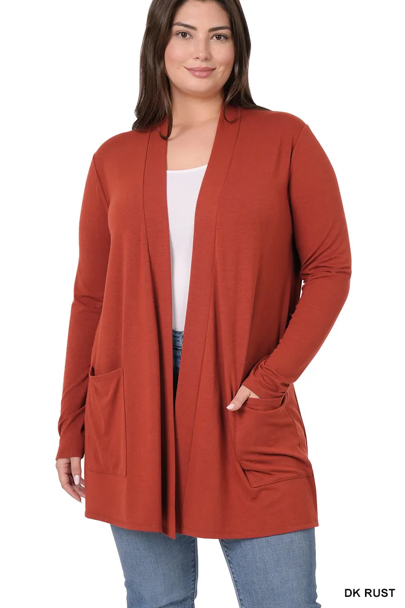 CURVY SLOUCHY POCKET OPEN CARDIGAN