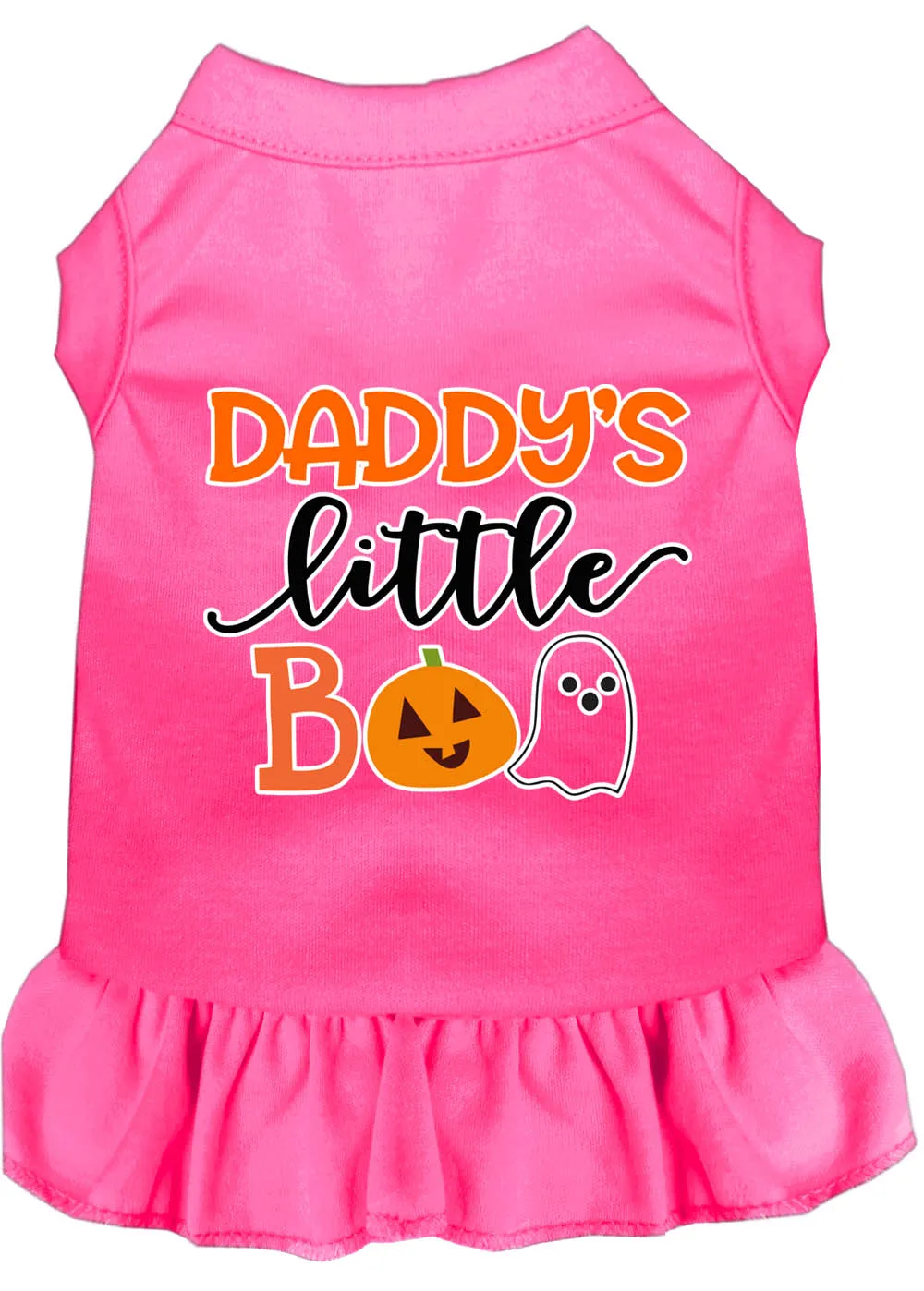 Daddy's Little Boo Screen Print Dog Dress Bright Pink Xxxl