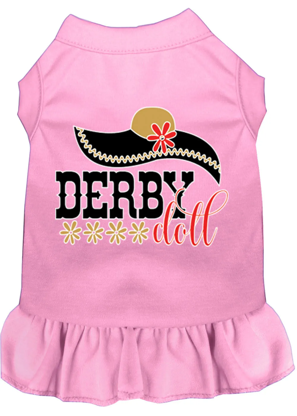 Derby Doll Screen Print Dog Dress Light Pink Xs (8)