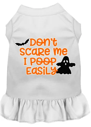 Don't Scare Me, Poops Easily Screen Print Dog Dress White Xxxl