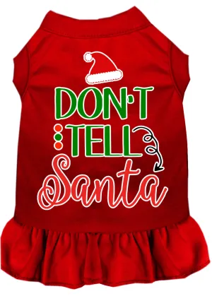 Don't Tell Santa Screen Print Dog Dress Red Lg