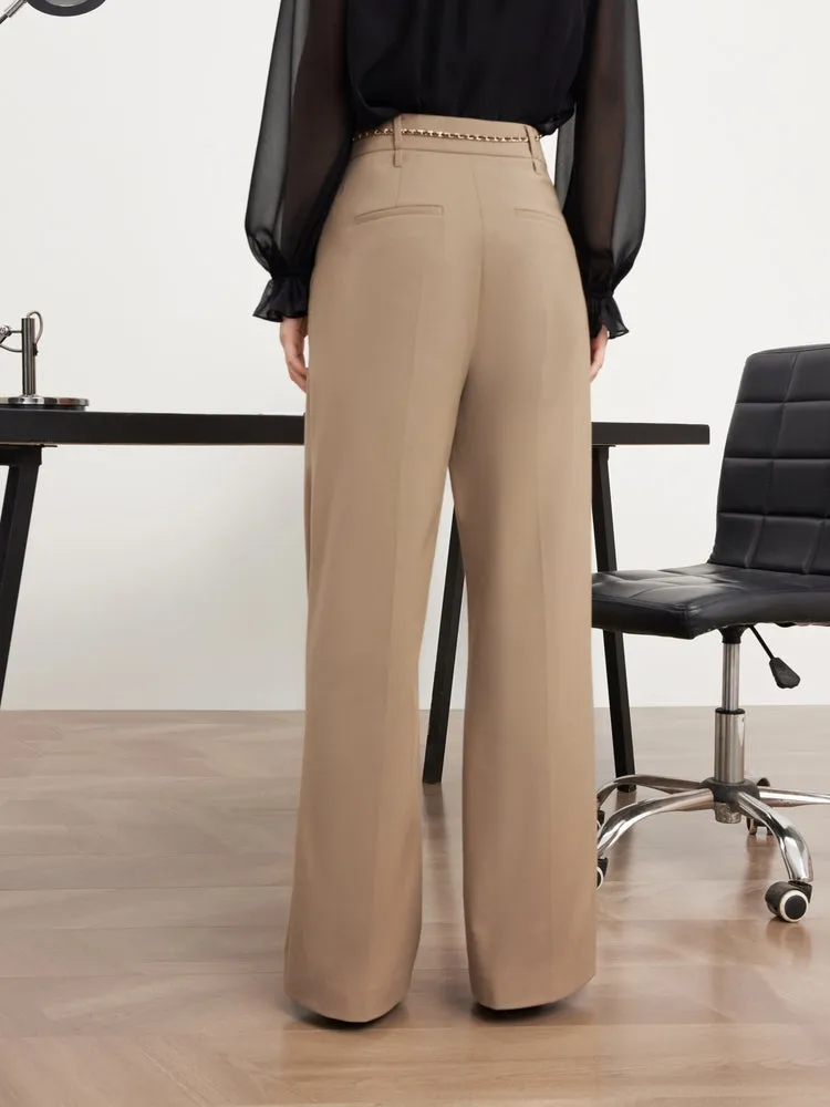 EP YAYING Wool Wide-Leg Office Pants