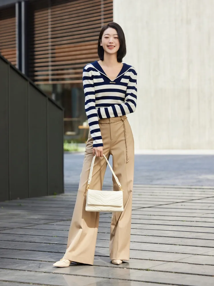 EP YAYING Wool Wide-Leg Office Pants