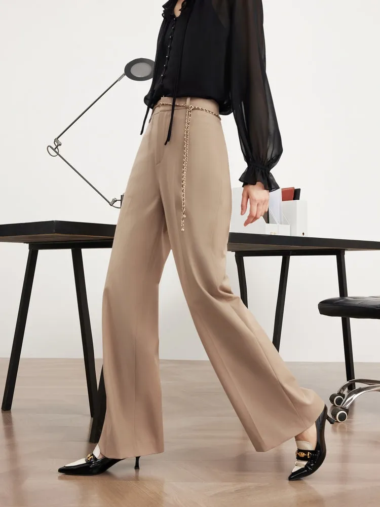 EP YAYING Wool Wide-Leg Office Pants