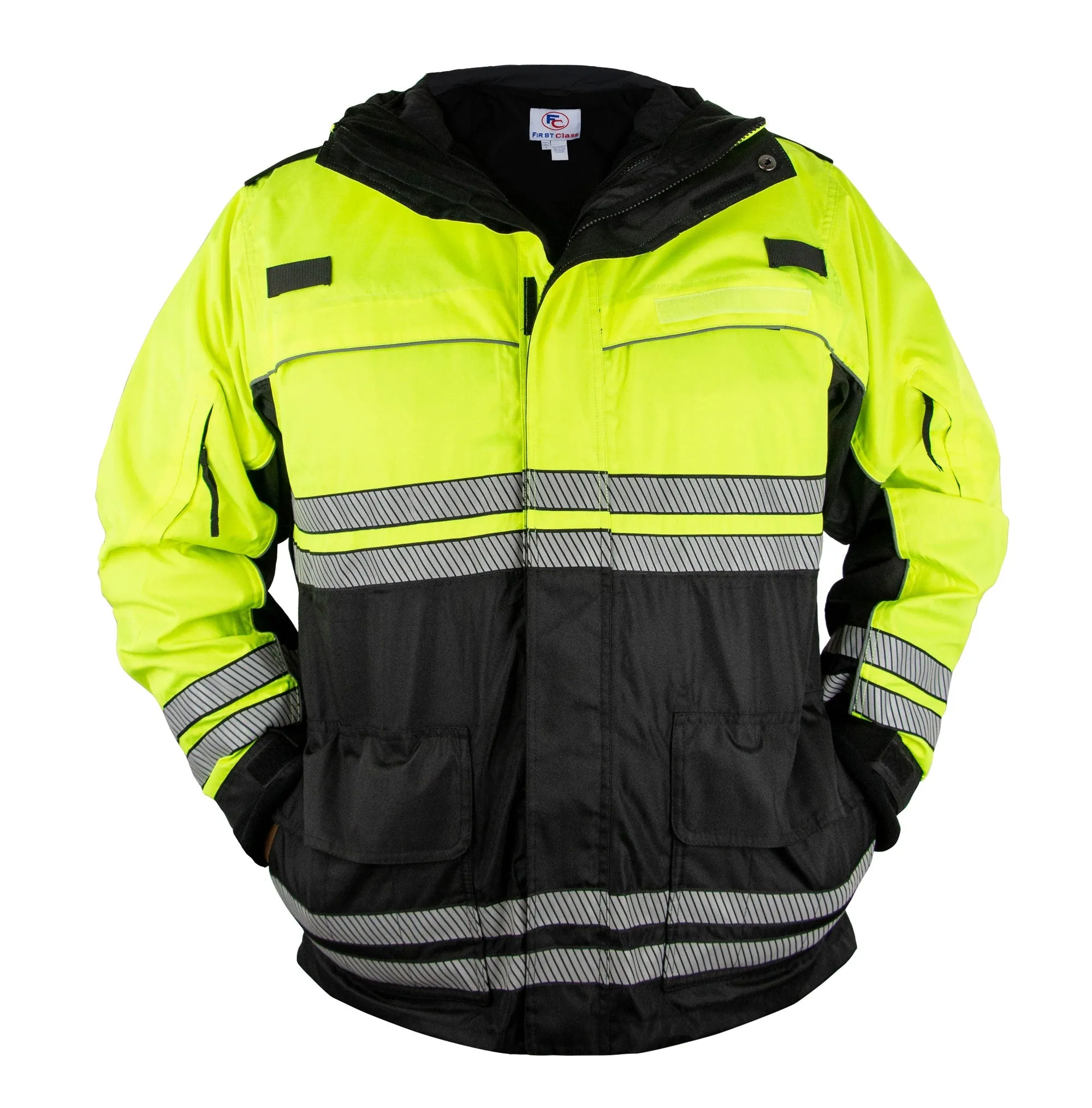 First Class High Visibility Waterproof Parkas with Reflective Striping