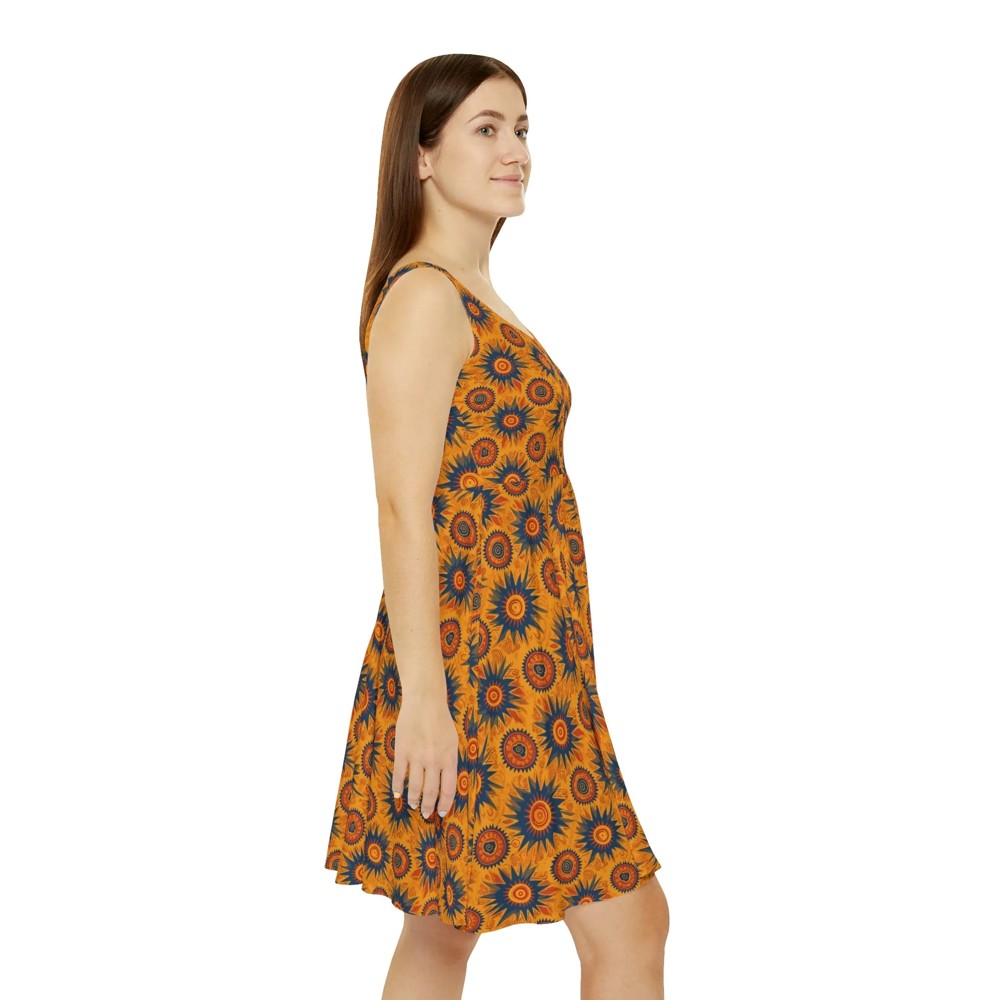 Folk Art Sun Pattern Women's Skater Dress