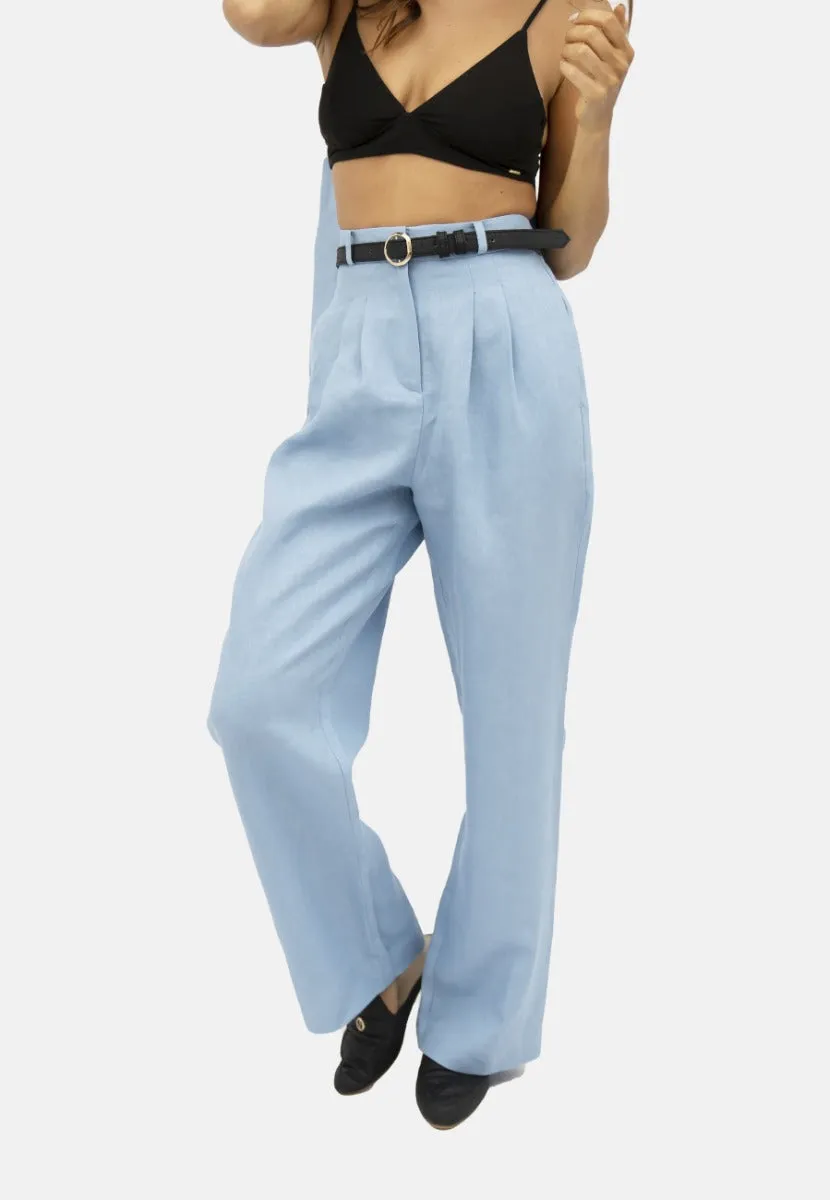 French Riviera Wide Leg Pants Light Blue