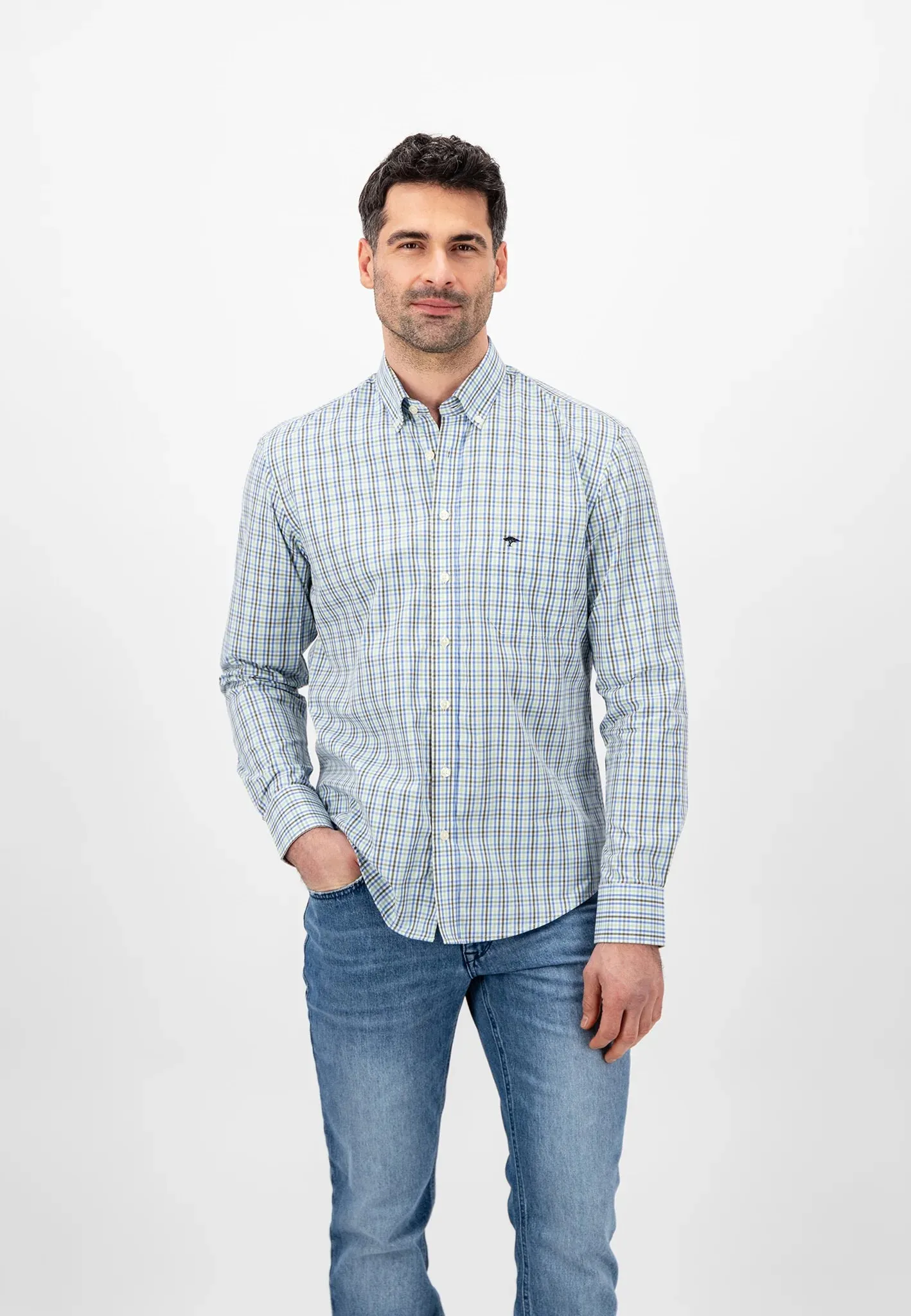 FYNCH HATTON Pure Cotton Shirt - Men's – Dusty Olive Check