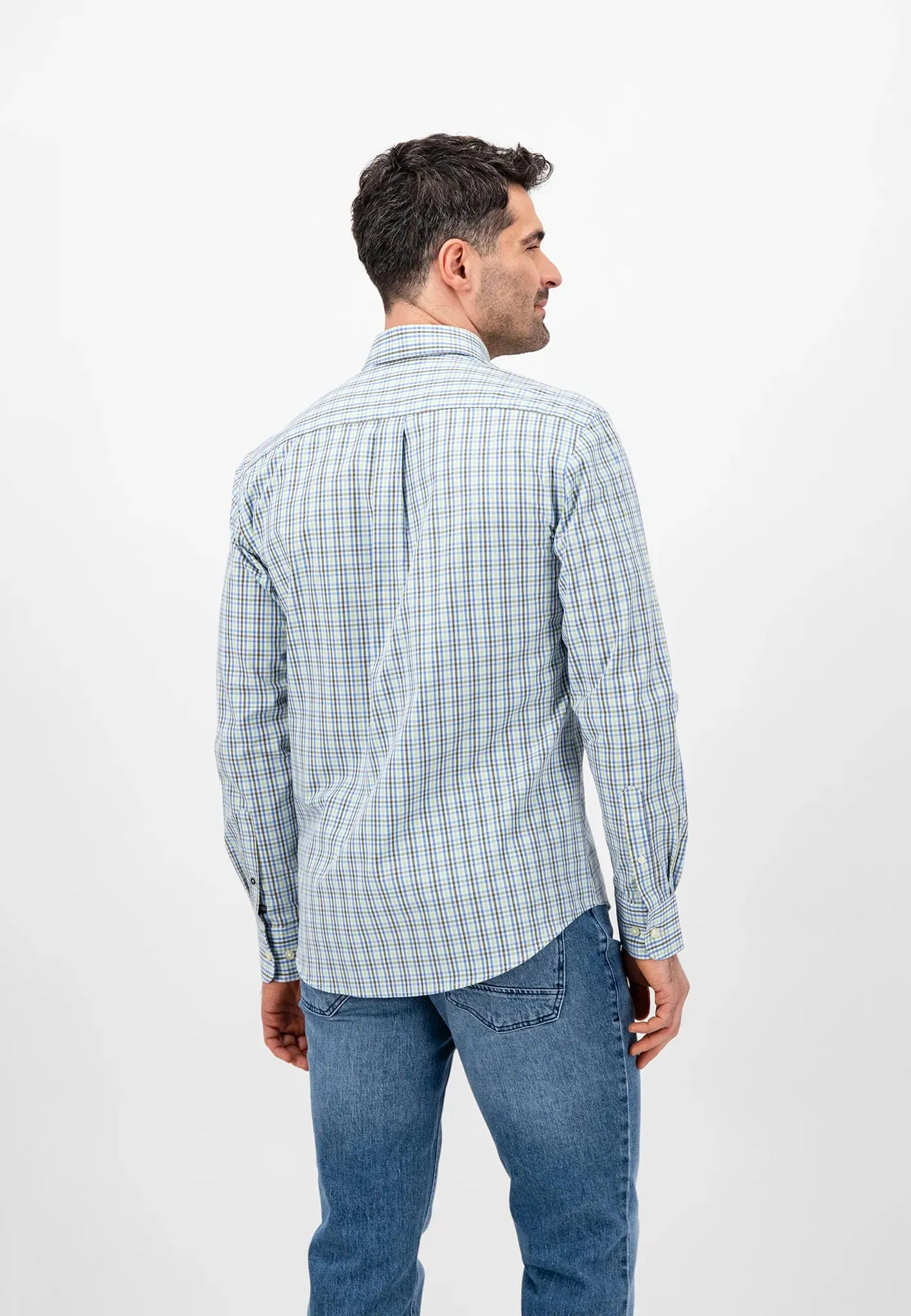 FYNCH HATTON Pure Cotton Shirt - Men's – Dusty Olive Check