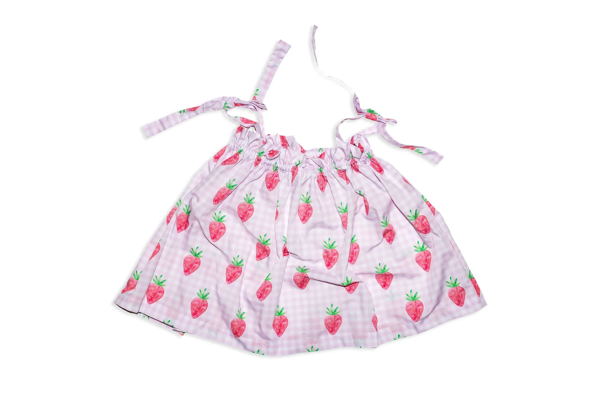 Girl's Beach Dress with Pink Strawberries